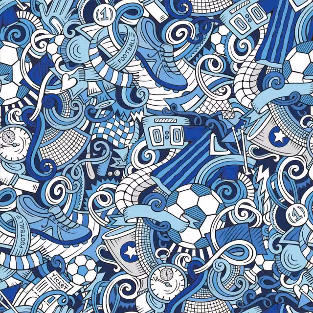 I Love Wallpaper Dream Team Art Deco Abstract Wallpaper in Blue and White