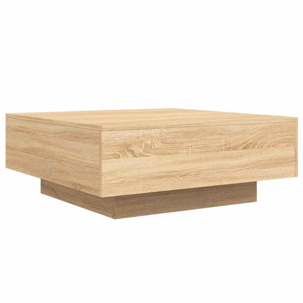Berkfield Home Sonoma Oak Coffee Table with LED Lights, Light Oak, W: 80 cm, D: 80 cm, H: 31 cm – 3