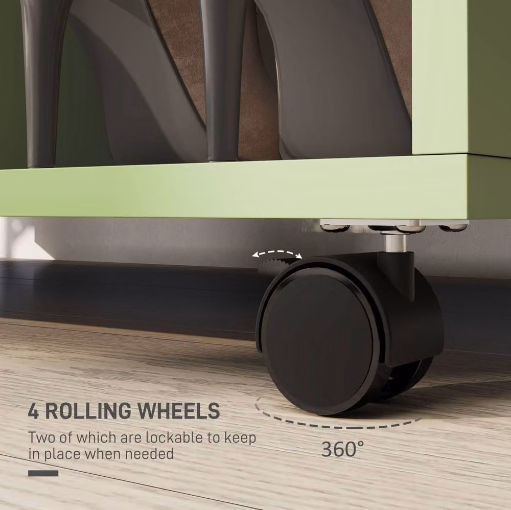 STILVORA Modern Open Wardrobe with Shelves and Wheels in Green, H: 128.0 cm x W: 60.0 cm – 5