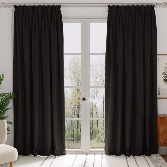 Terrys Turin Black Velvet Made to Measure Opaque Fabric Curtain Panel