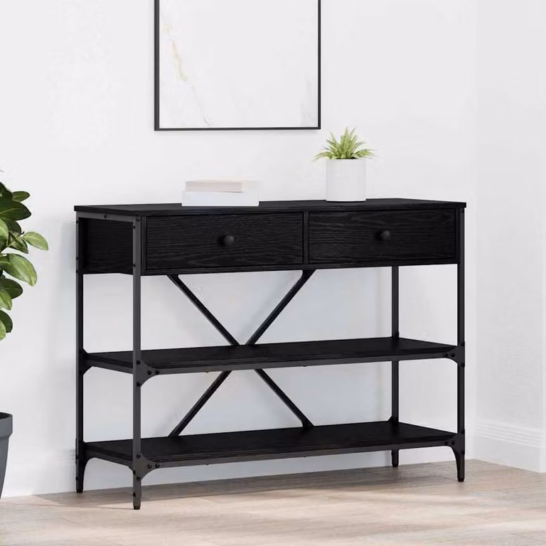 Berkfield Home Stylish Console Table in Black Oak, W/D/H: 100 x 34.5 x 75 cm