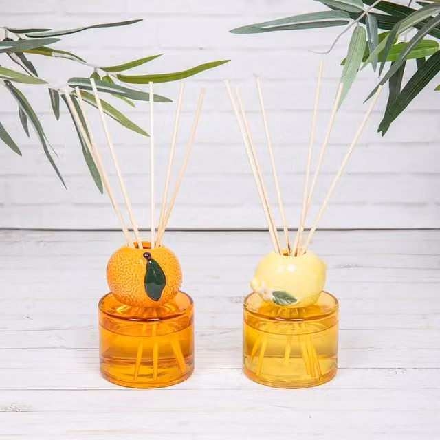 Annibells Orange Ceramic and Glass Reed Diffuser Set with Fruity and Fresh Scent