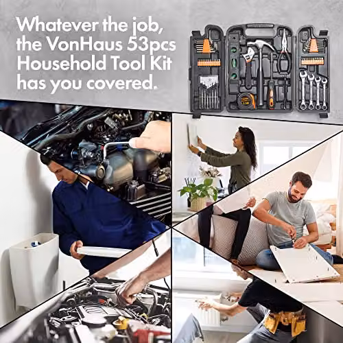 VonHaus 53 Piece Steel Household Tool Kit in Grey – 2