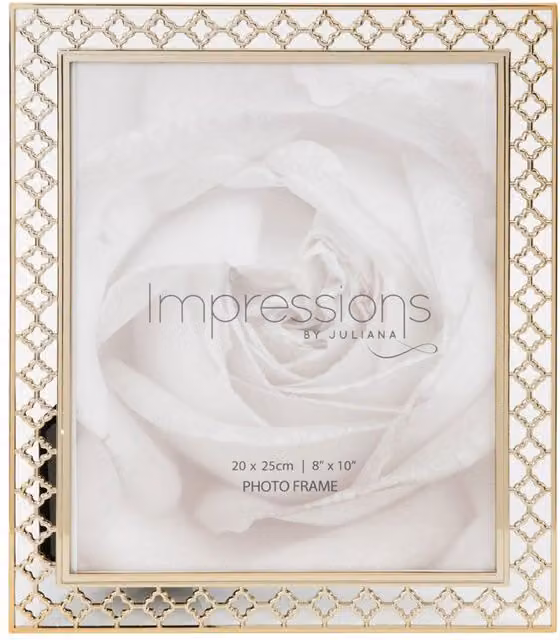 IMPRESSIONS Gold Lattice Cut Metal Rectangular Tabletop Photo Frame – 1
