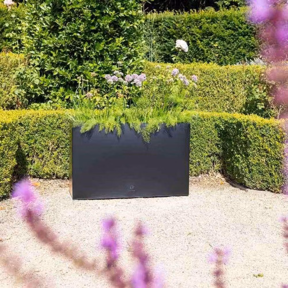 Primrose Large Galvanised Steel Trough Planter with Plastic Insert, Black, H: 60 cm, W: 95 cm – 8