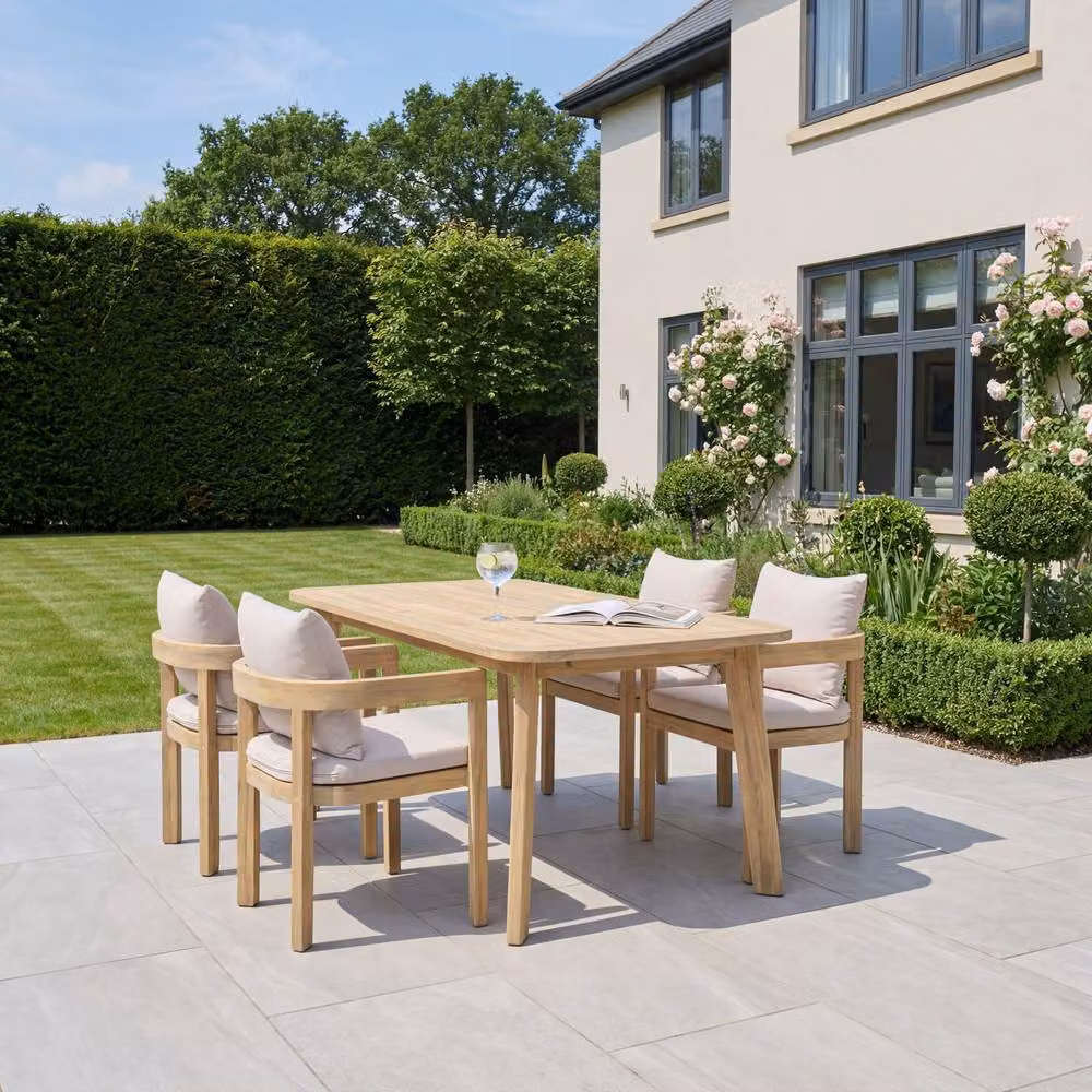 Artemis Home Sundrift 4 Seater Garden Dining Set in Beige, Made from Treated Acacia Wood – 2