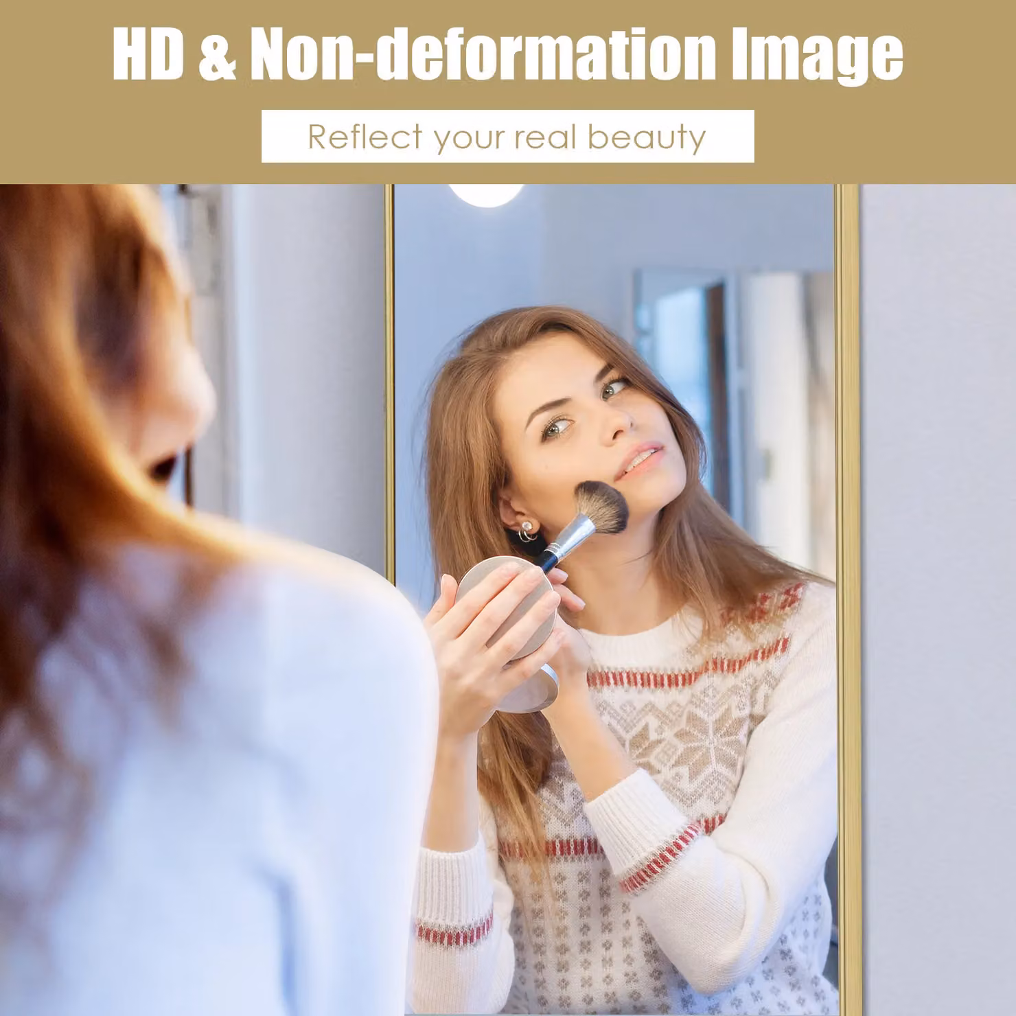 Costway 2-in-1 Full Length Dressing Mirror, Gold Over the Door or Wall Mounted Rectangular Mirror – 2