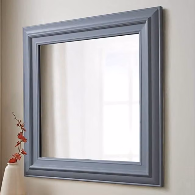 DEENZ Square Grey Wall Mirror with Country House Style, W/D/H: 55 x 55 x 1 cm