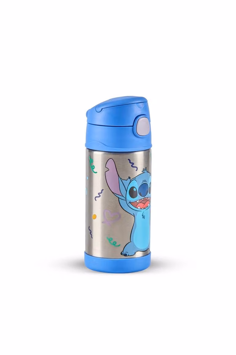 Thermos FUNtainer Disney Stitch Stainless Steel Kids Straw Bottle, Blue, 355ml