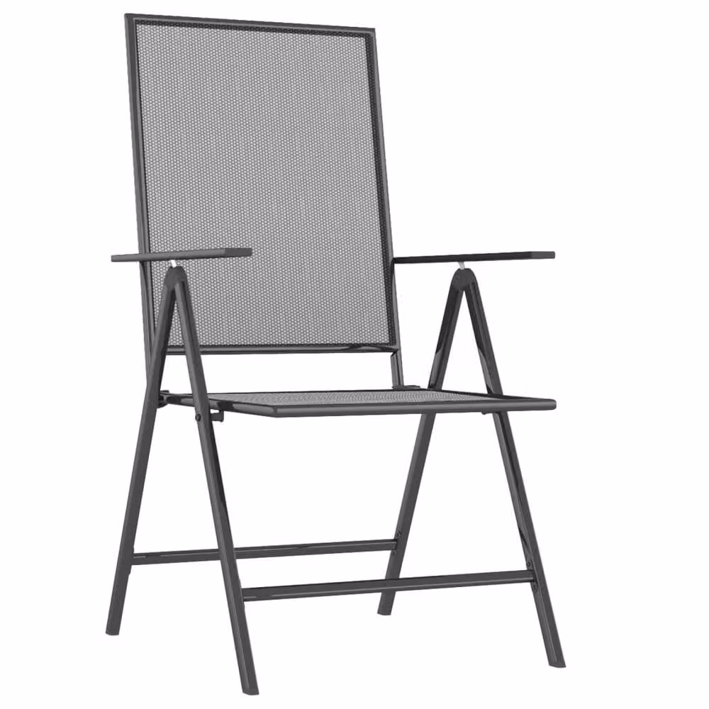 Berkfield Home 5 Piece Anthracite and Black Powder Coated Steel Garden Dining Set – 3