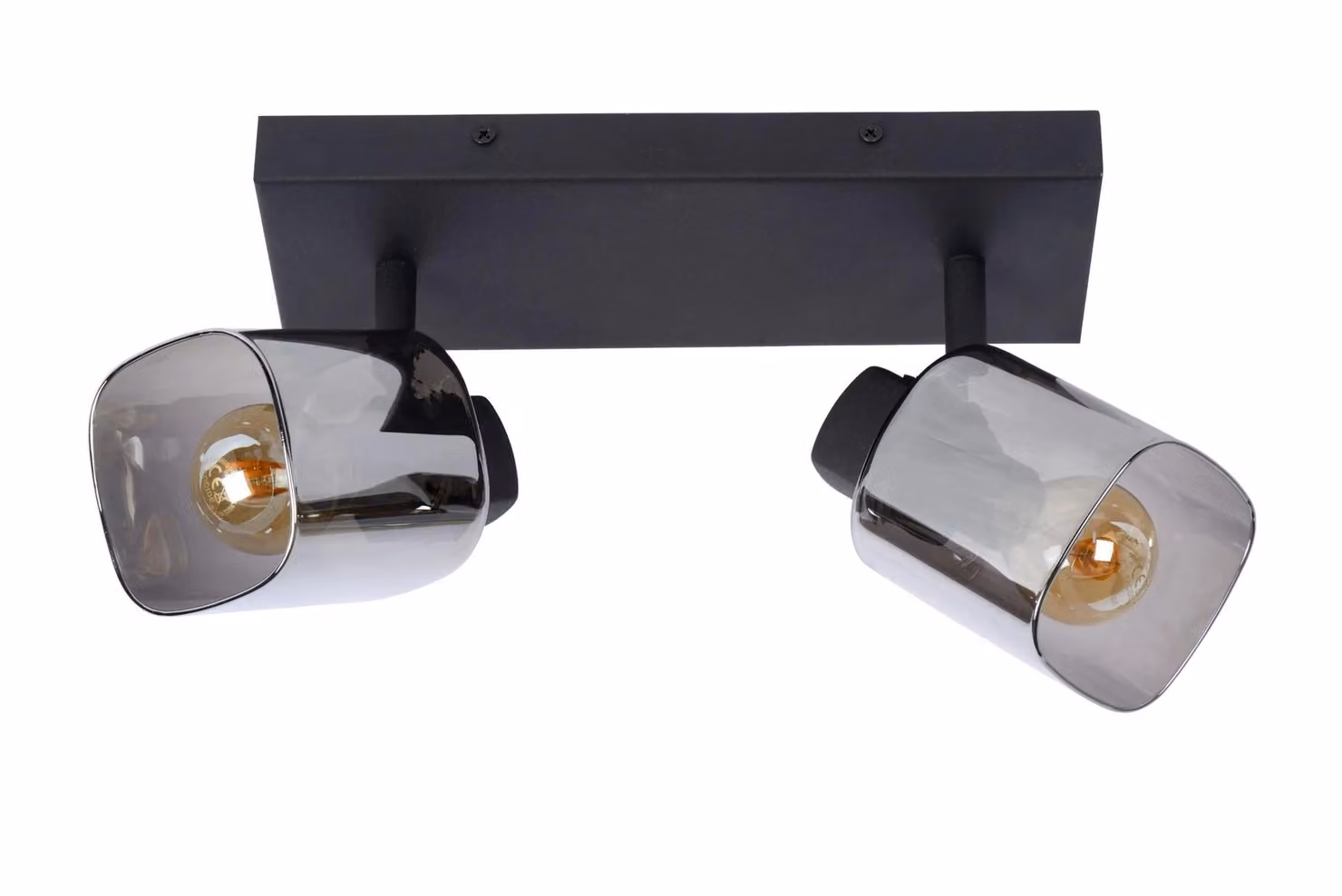 Lucide ALION Black Modern Twin Ceiling Spotlight with Adjustable Dimmable Glass Shades, 2 x E14 – 2