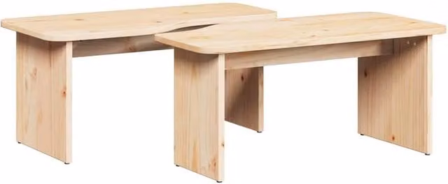 Berkfield Home 2-Piece Nested Coffee Table Set in Natural Solid Pine Wood
