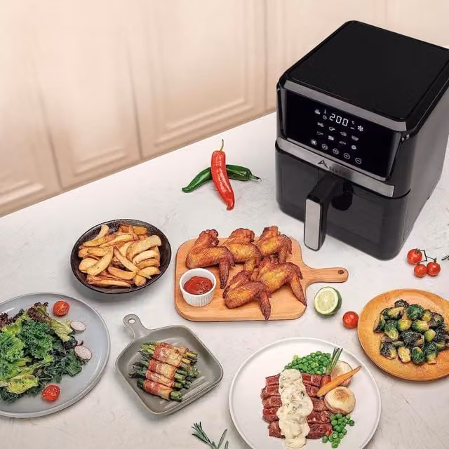 Alivio 1600W Digital 7L Air Fryer with Cooking Window, Black