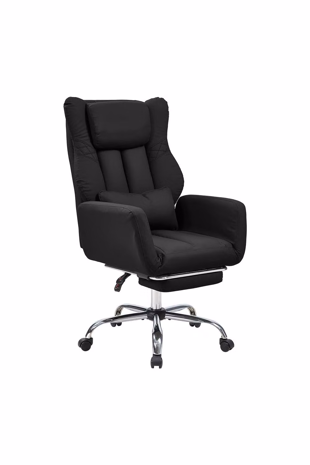 Garden Sanctuary Ergonomic Black Synthetic Leather Office Chair with Headrest and Foot Ring – 2
