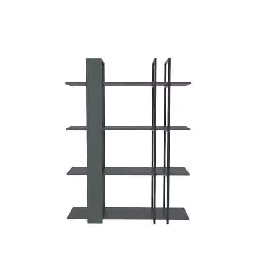 DECOROTIKA Onno 4-tier Bookcase Display Unit, Silver and Black, W/D/H: 120 x 31 x 160 cm