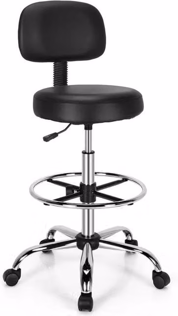 Kelvenix Ergonomic Swivel Drafting Chair in Black Faux Leather – 1