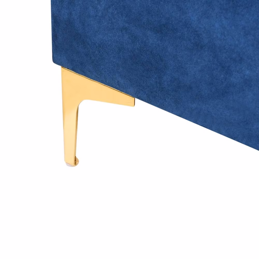 Wyld and Coco Navy Blue Velvet Tufted Storage Ottoman with Gold Legs – 4