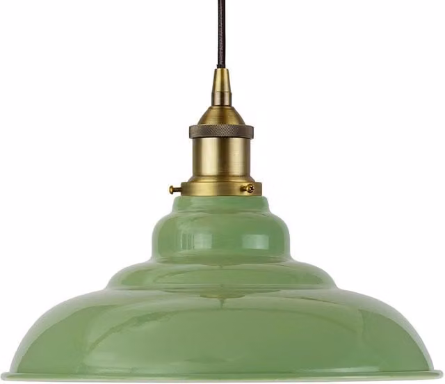 SE Home St Edmund's Pendant Light in Green and Gold/Brass Enamel