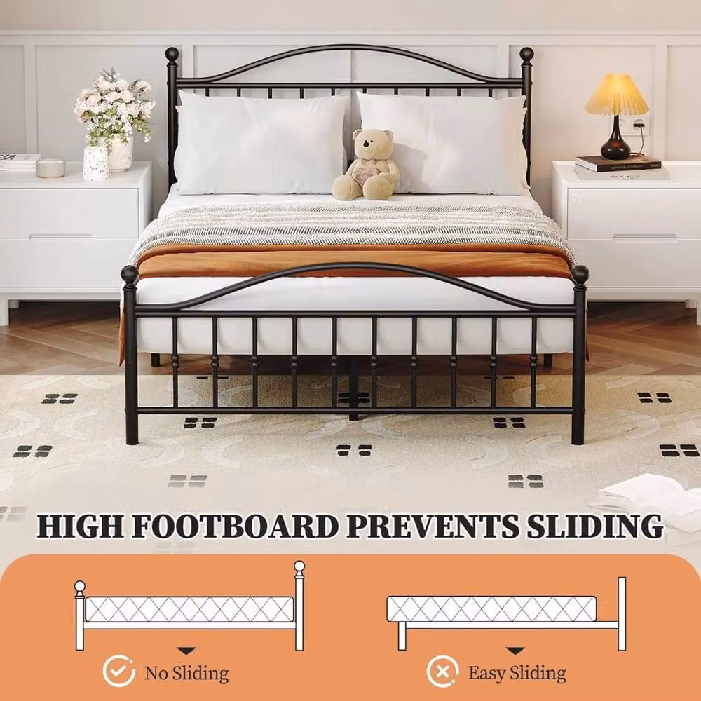 VOGREX Classic Metal Platform Bed Frame in Black – 3