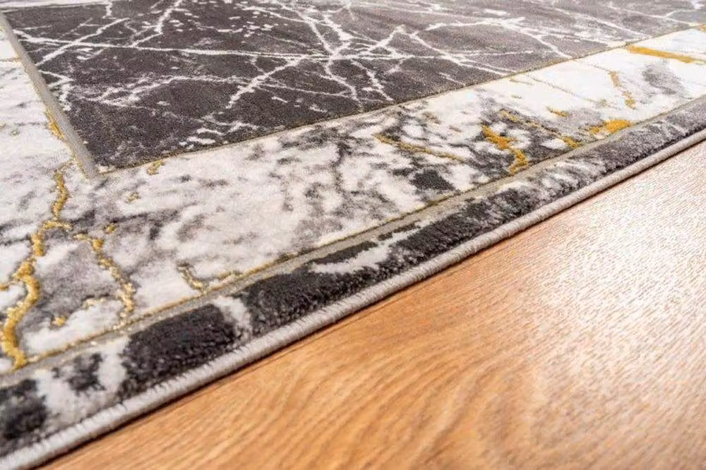 Celebrity Interiors Bianco 185XA Grey and Gold Rectangular Rug, W: 80 cm, L: 150 cm – 2