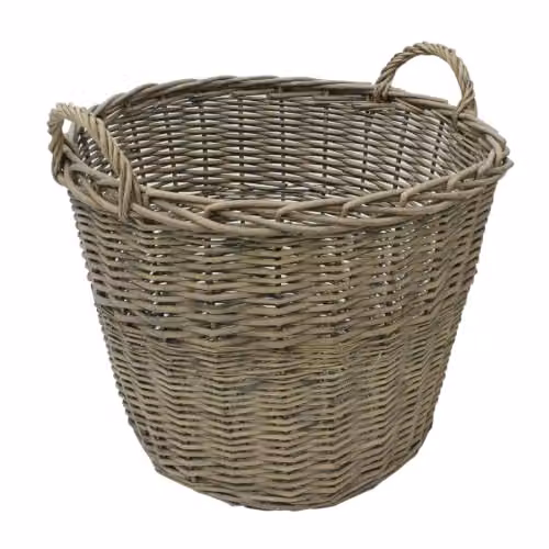 JVL Chunky Willow Round Laundry Basket with Handles in Grey or Orange, W/D/H: 50 x 40 x 47 cm