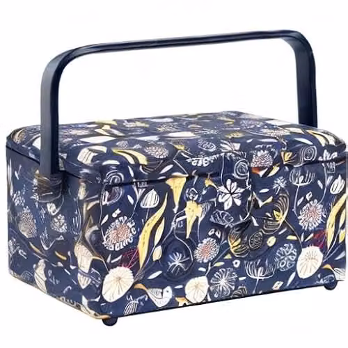 Korbond Blue Sewing Basket with Handles, W/D/H: 14.5 x 19.0 x 26.0 cm – 3