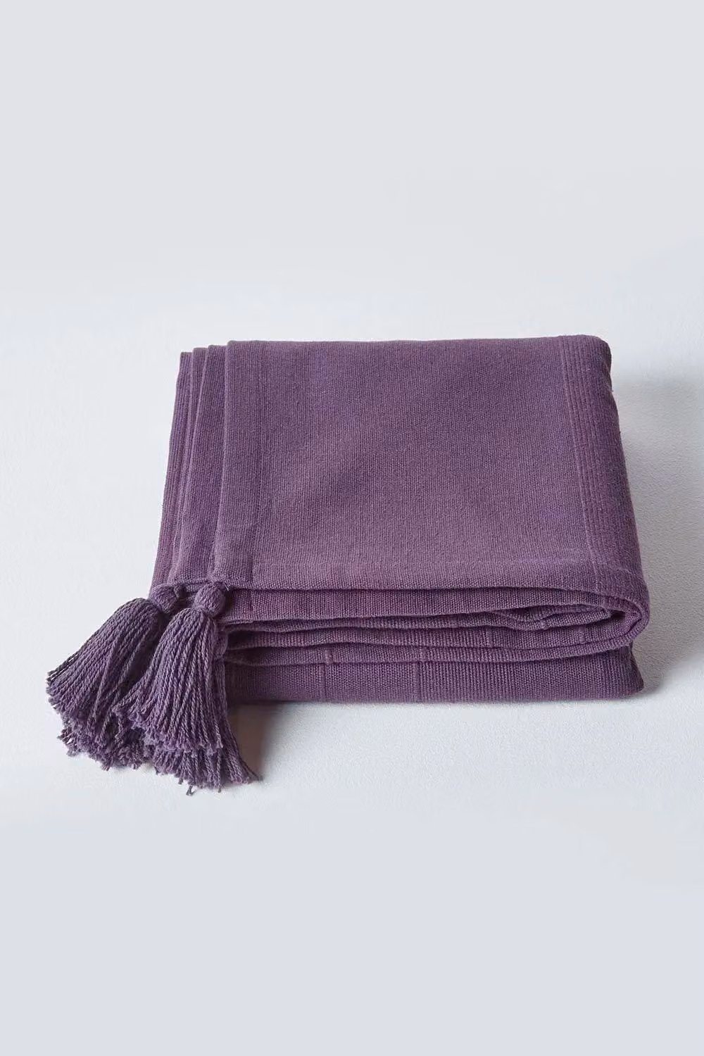 Homescapes Purple Cotton Rajput Ribbed Woven Throw, W/D/H: 360 x 255 x 1 cm – 2