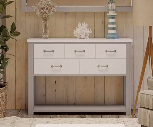 baumhaus Greystone Lacquered Grey Wood and Metal Sideboard/Console Table W/D/H: 134 x 98 x 36 cm – 2