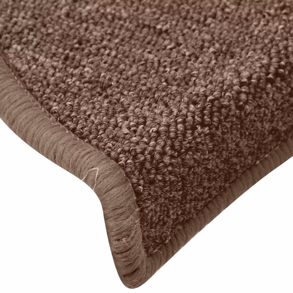 Berkfield Home Self-Adhesive Carpet Stair Treads, 15 Pieces, Brown, W: 65 cm, D: 24 cm, H: 4 cm – 4