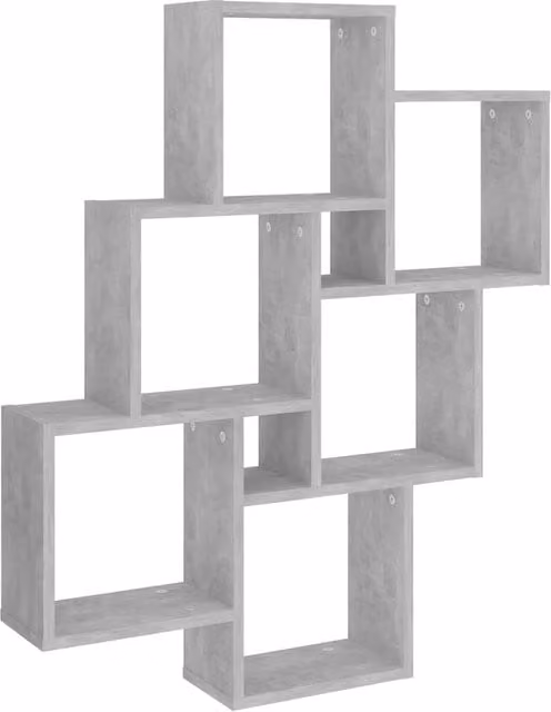 Berkfield Home Wall Mounted Cube Shelf in Concrete Grey, W: 78 cm, D: 15 cm, H: 93 cm – 1