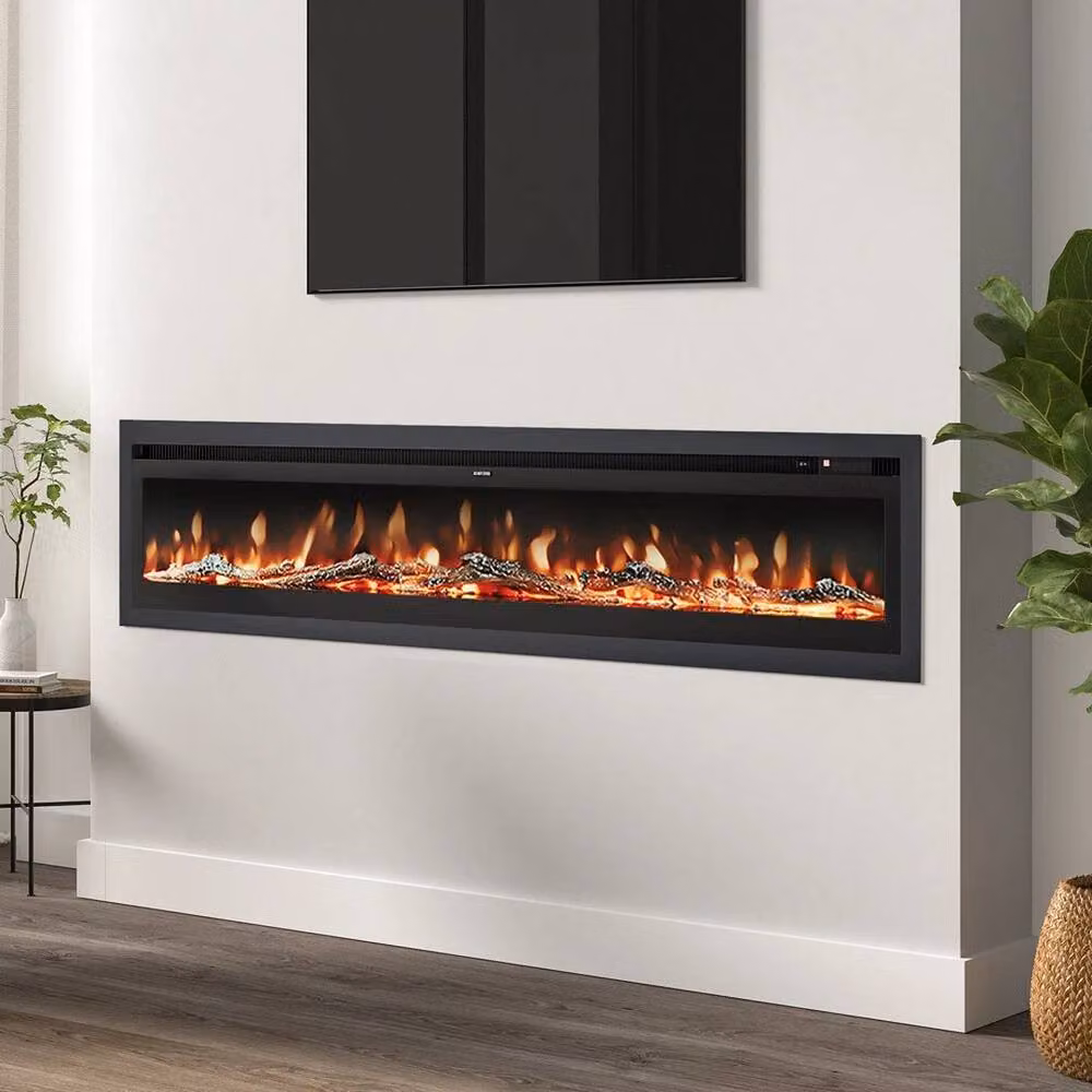 FORGEVIO 80-inch Wall Mounted LED Fireplace with 9 Colour Options in Black – 4
