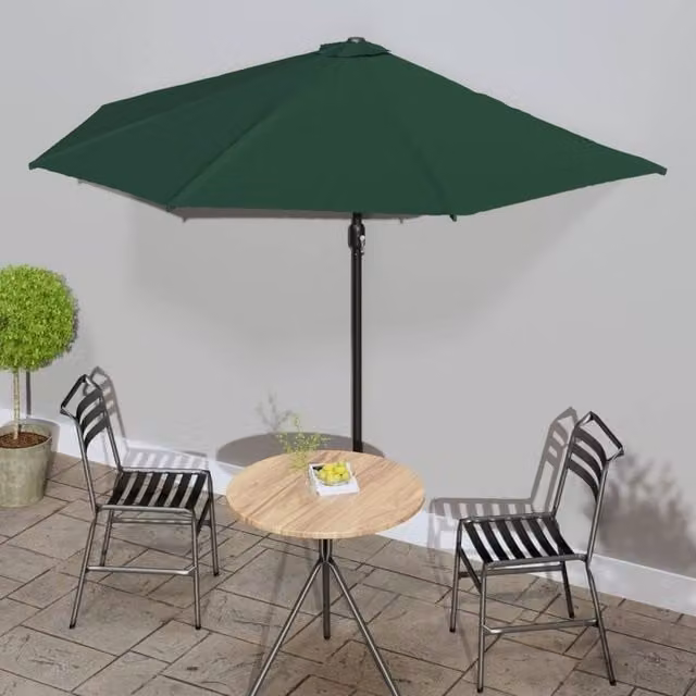 Berkfield Home Green Balcony Parasol with Aluminium Pole, W: 300 cm, D: 155 cm