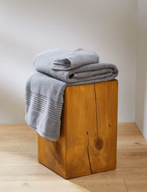M&S Plush Egyptian Cotton Terry Towel in Silver Grey