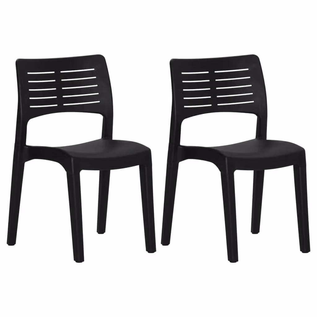 Berkfield Home Stackable Garden Chairs, 2 Piece Set in Anthracite and Black Polypropylene – 2