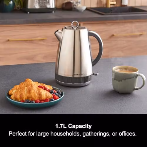 Morphy Richards Mexborough 1.7L Stainless Steel Jug Kettle in Grey and Silver with Limescale Filter and Auto Shut-off – 2
