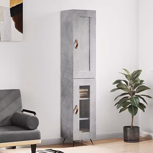 vidaXL Industrial Highboard in Grey with Glass Doors, W/D/H: 34.5 x 34 x 180 cm – 2