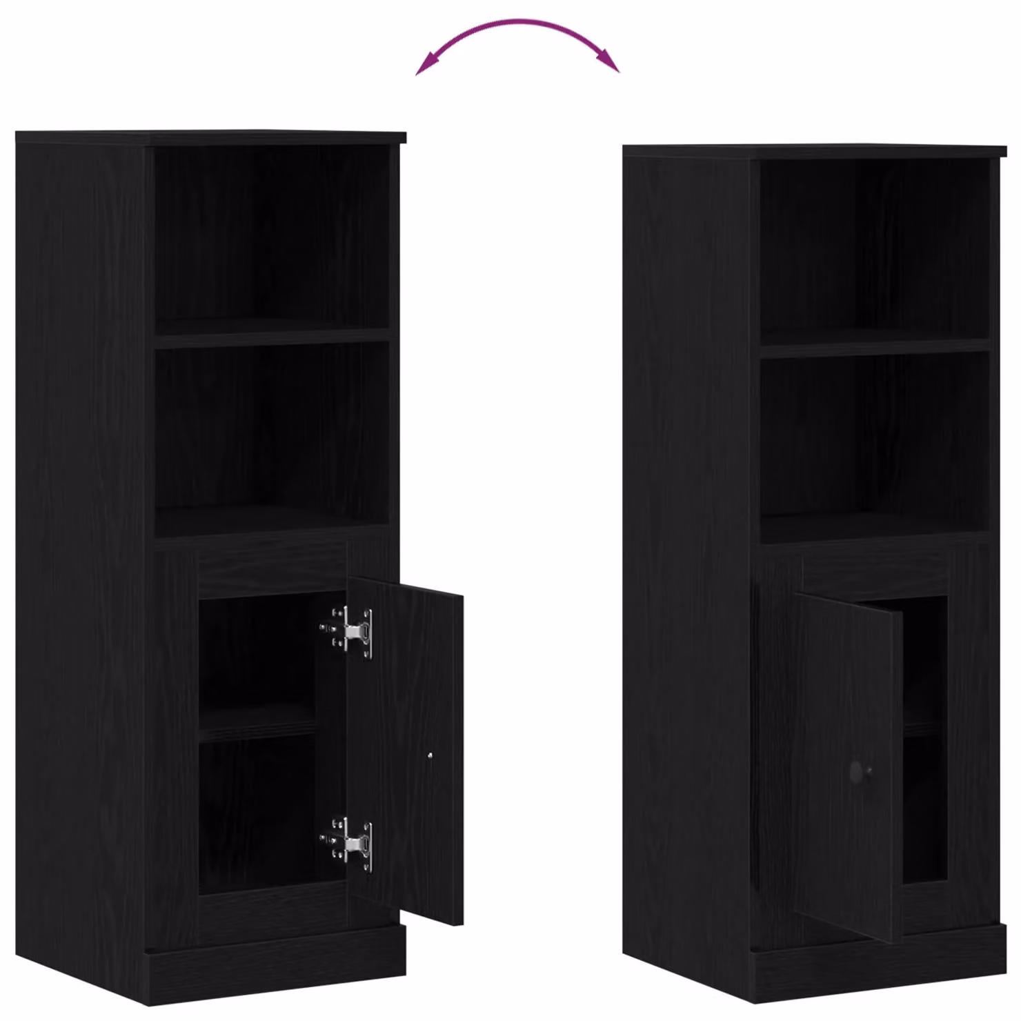 Berkfield Home Modern Black Oak Highboard with Hinged Doors and Internal Shelves, W/D/H: 36 x 35.5 x 103.5 cm – 3