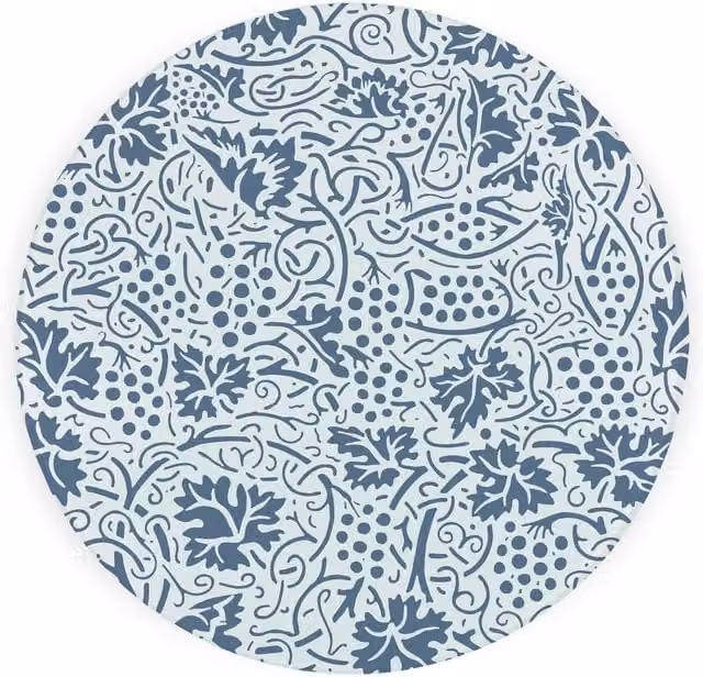 Purely Home Blue Oak Leaves and Berries Round Textured Glass Worktop Protector and Chopping Board