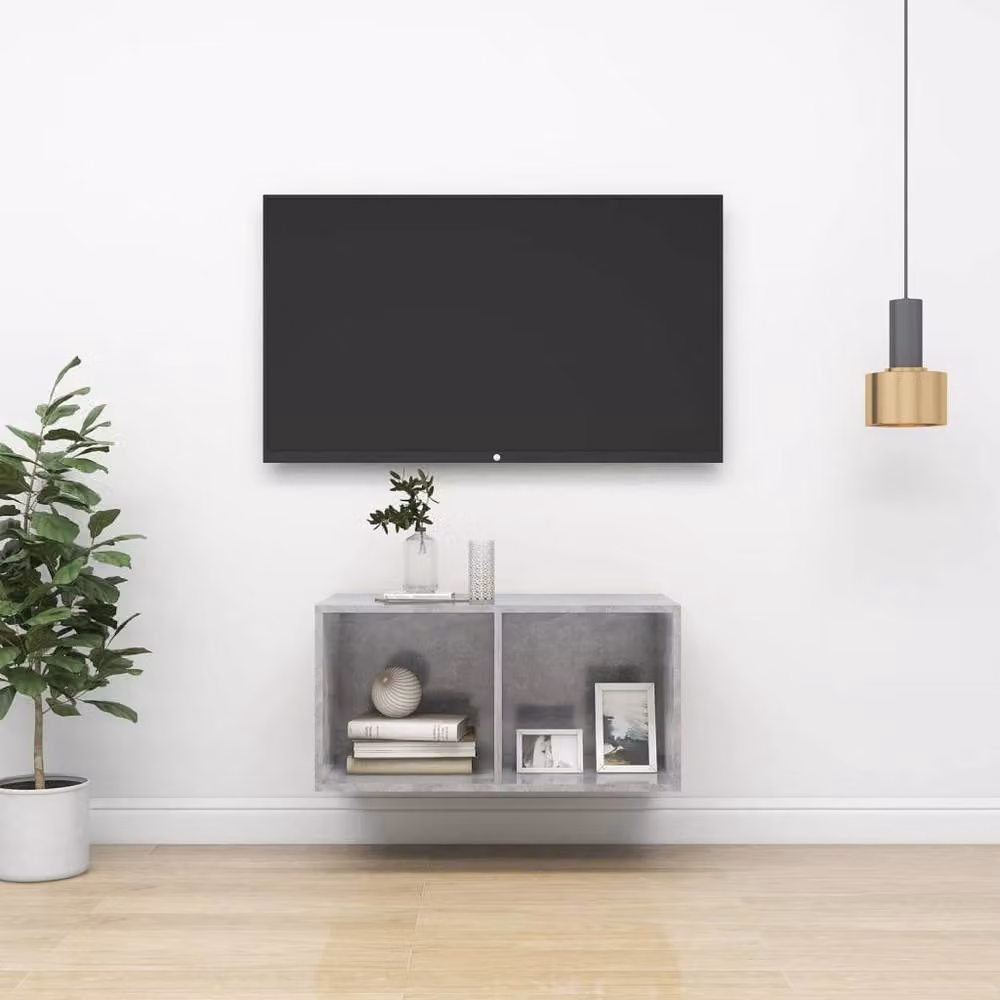 Berkfield Home Practical Wall-mounted TV Cabinet in Concrete Grey, W/D/H: 37 x 37 x 72 cm – 2