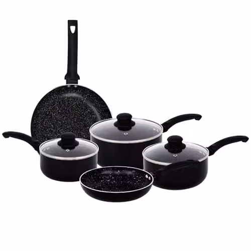 Gr8 Home 8 Piece Aluminium Non Stick Cookware Set with Ceramic Coating in Black
