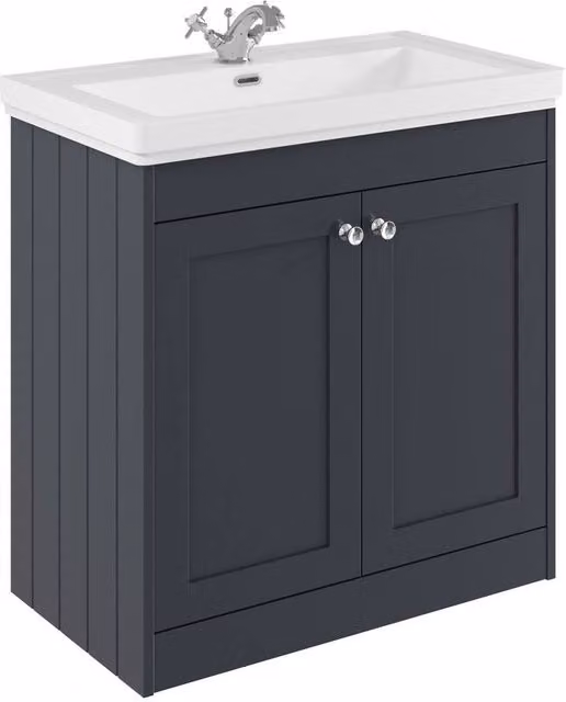 Balterley 800mm Floor Standing 2 Door Bathroom Unit with Classic Basin and 1 Tap Hole in Matt Dark Grey