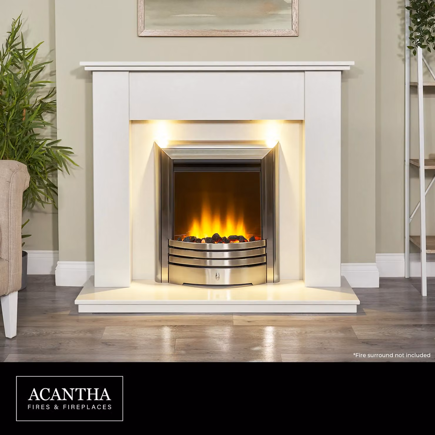 Acantha Amara Coal Electric Fire in Brushed Steel and Grey with Remote Control – 2