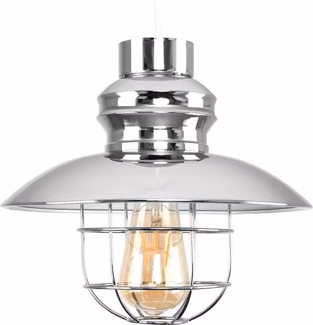 ValueLights Maritime Lantern Style Metal Ceiling Pendant Light Shade in Silver and White