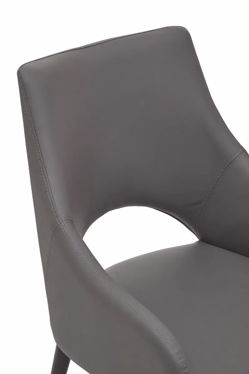 Orsina Gilden Grey Leather Effect Dining Chair with Gold Tip Legs in Black and Grey – 4