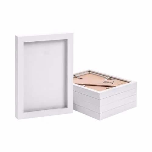 Nicola Spring White Rectangular Modern Photo Frames, Pack of 5, with Glass Aperture for Wall Mounting