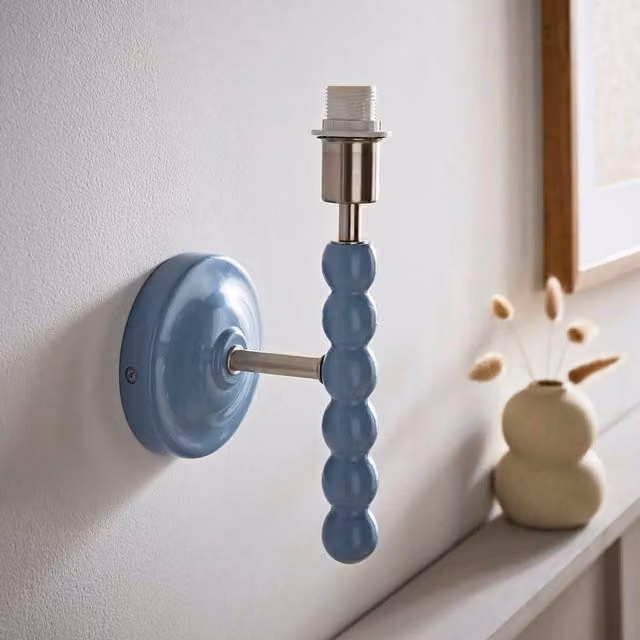 ValueLights Bobbins Pastel Cylinder Wall Light Base in Blue