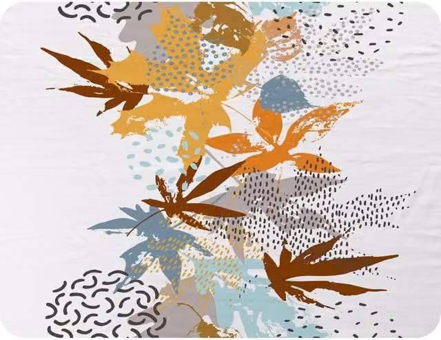 Benjamin Tate Design Japanese Maple Leaves Fleece Blanket in Orange, Beige and Multicolour, W/D/H: 120 x 150 cm – 2