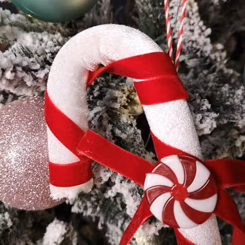 Samuel Alexander Red and White Striped Hanging Christmas Candy Cane Textile Pendant Decoration, 29 cm – 3