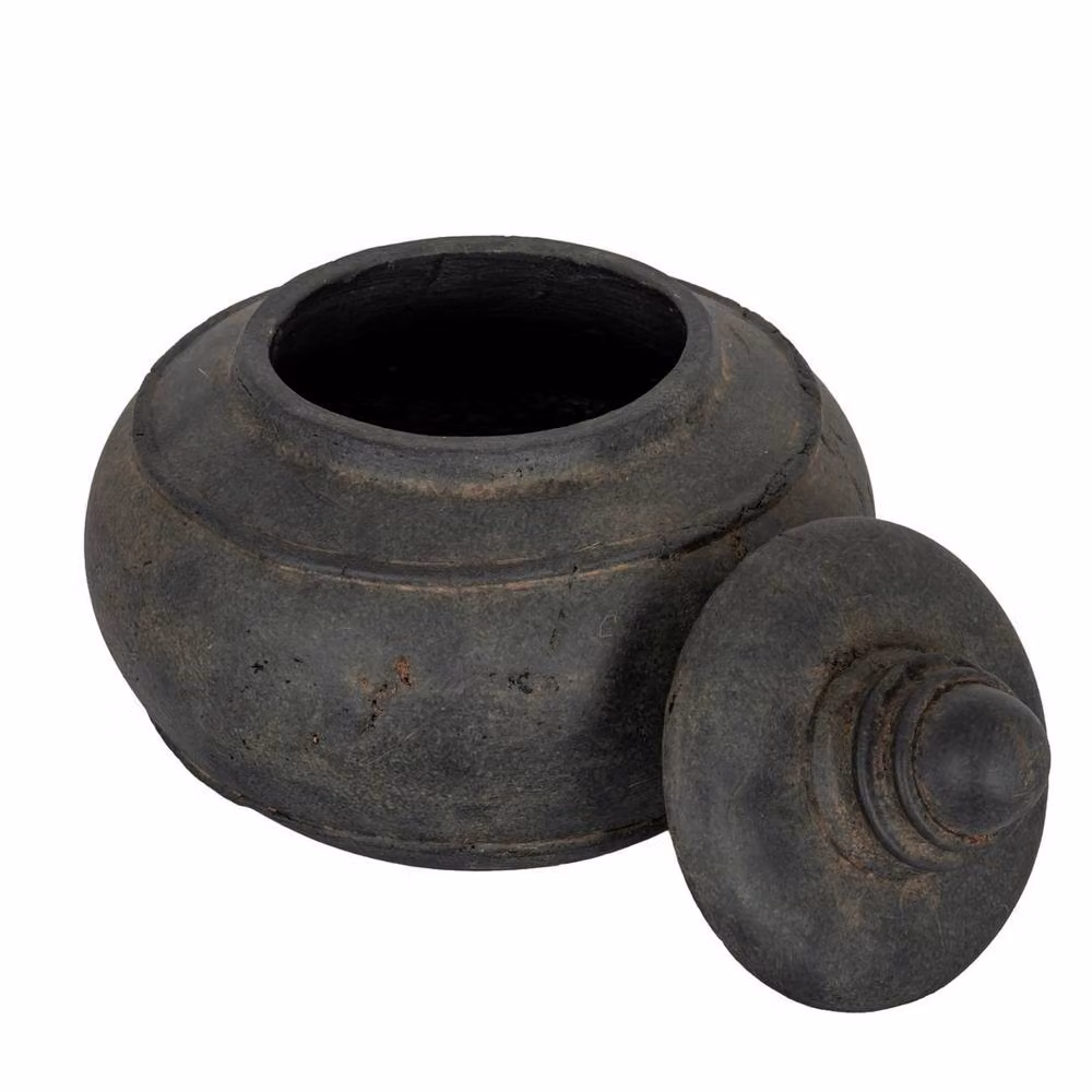 Lemon Pavilion Furniture and Decor Dusk Large Ceramic Pot with Lid, Black, W: 25 cm, D: 25 cm, H: 14 cm – 2