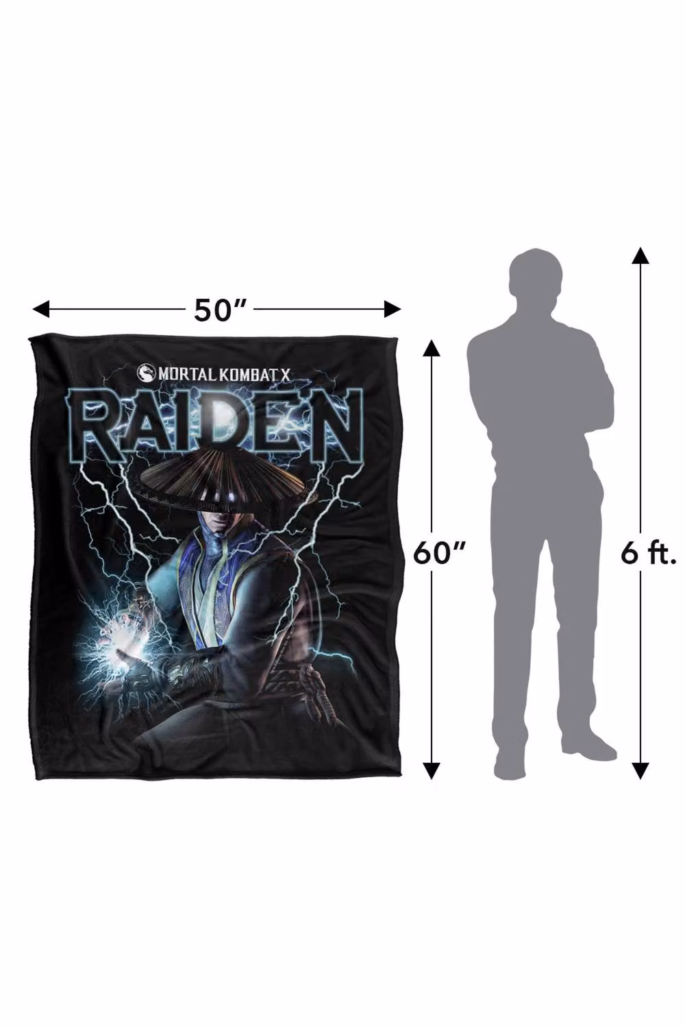 Warner Bros. Mortal Kombat Raiden Extra Large Silky Touch Super Soft Fluffy Polyester Throw Blanket in Multicolour and Black – 3